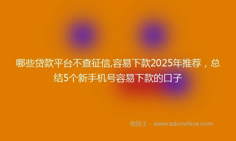 哪些贷款平台不查征信,容易下款2025年推荐，总结5个新手机号容易下款的口子