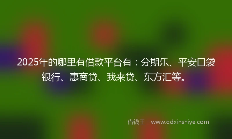 2025年的哪里有借款平台有：分期乐、平安口袋银行、惠商贷、我来贷、东方汇等。