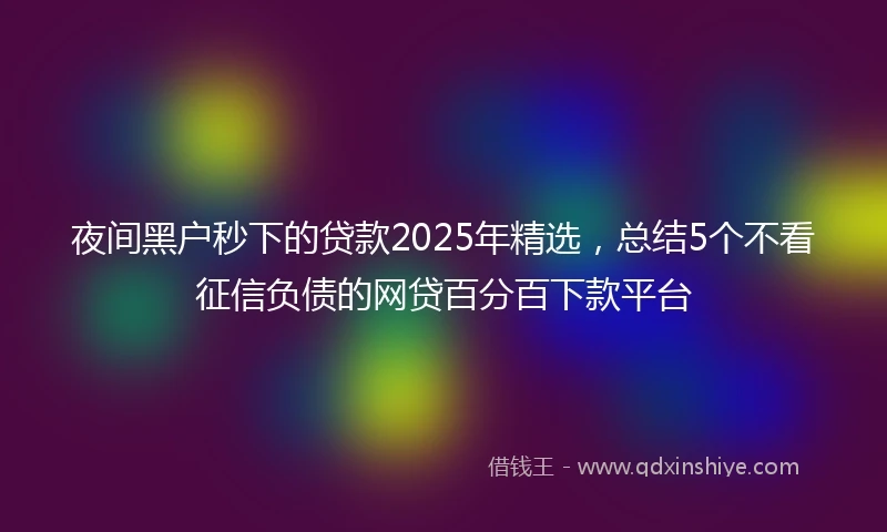 夜间黑户秒下的贷款2025年精选，总结5个不看征信负债的网贷百分百下款平台