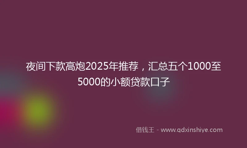 夜间下款高炮2025年推荐，汇总五个1000至5000的小额贷款口子