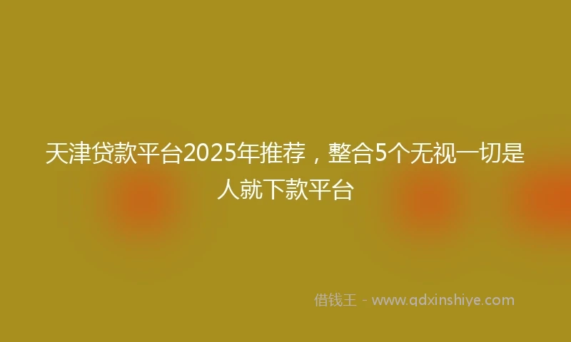 天津贷款平台2025年推荐，整合5个无视一切是人就下款平台