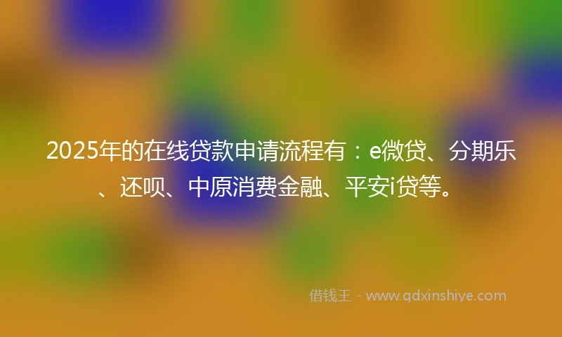 2025年的在线贷款申请流程有：e微贷、分期乐、还呗、中原消费金融、平安i贷等。