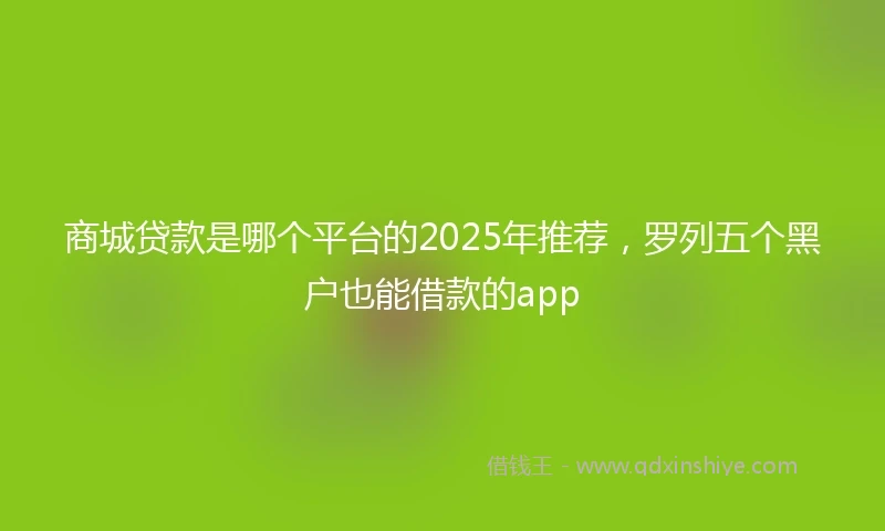 商城贷款是哪个平台的2025年推荐，罗列五个黑户也能借款的app