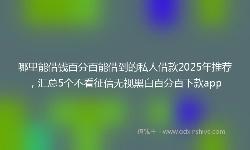 哪里能借钱百分百能借到的私人借款2025年推荐，汇总5个不看征信无视黑白百分百下款app