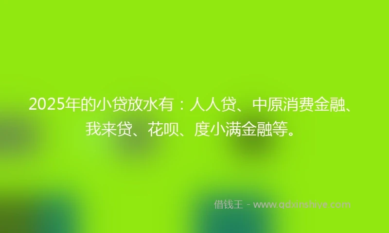 2025年的小贷放水有：人人贷、中原消费金融、我来贷、花呗、度小满金融等。