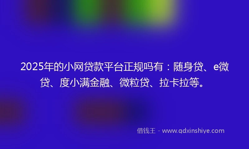 2025年的小网贷款平台正规吗有：随身贷、e微贷、度小满金融、微粒贷、拉卡拉等。