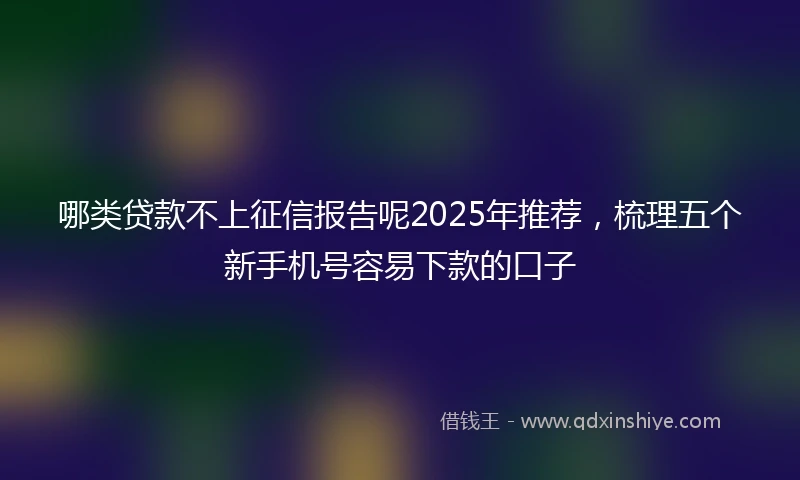 哪类贷款不上征信报告呢2025年推荐，梳理五个新手机号容易下款的口子