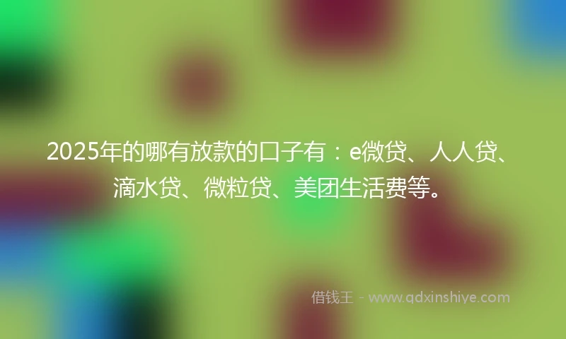 2025年的哪有放款的口子有：e微贷、人人贷、滴水贷、微粒贷、美团生活费等。