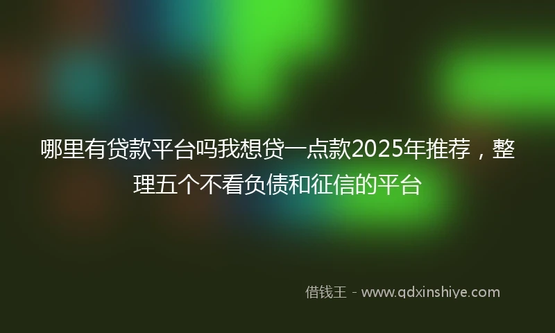 哪里有贷款平台吗我想贷一点款2025年推荐，整理五个不看负债和征信的平台