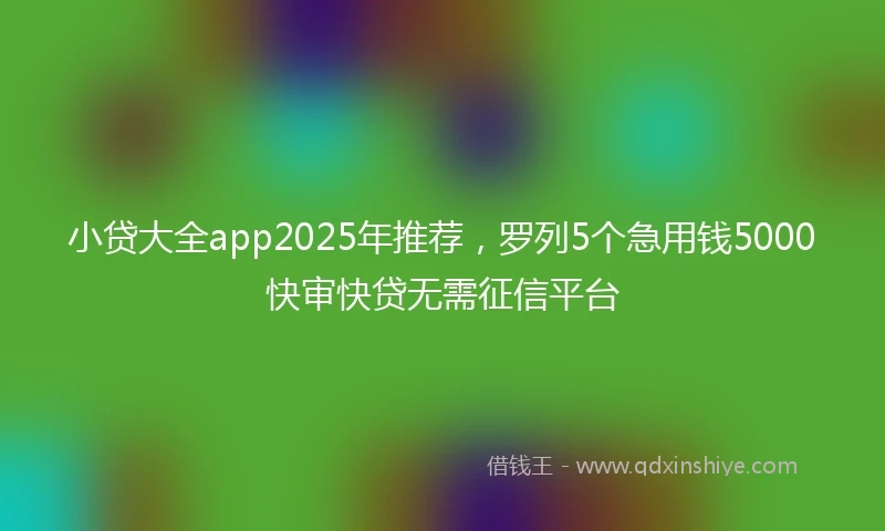 小贷大全app2025年推荐，罗列5个急用钱5000快审快贷无需征信平台