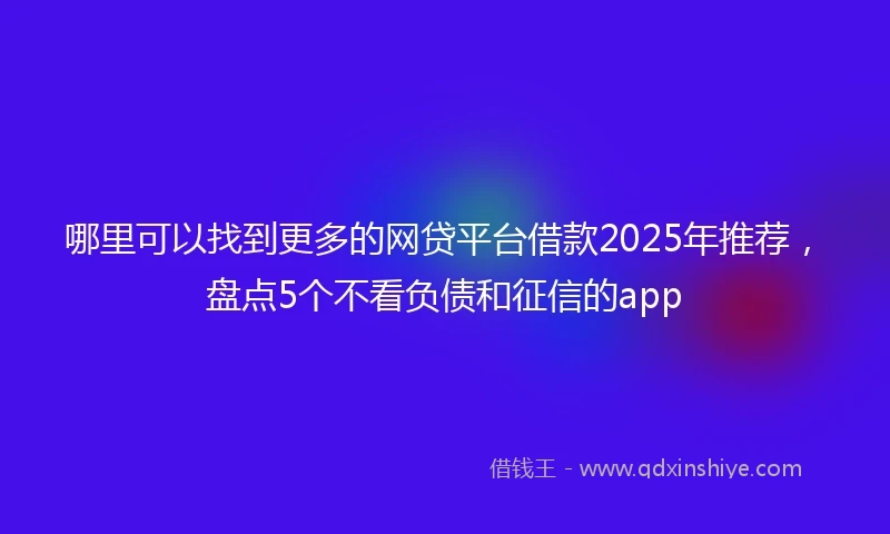 哪里可以找到更多的网贷平台借款2025年推荐，盘点5个不看负债和征信的app