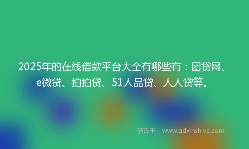 2025年的在线借款平台大全有哪些有：团贷网、e微贷、拍拍贷、51人品贷、人人贷等。