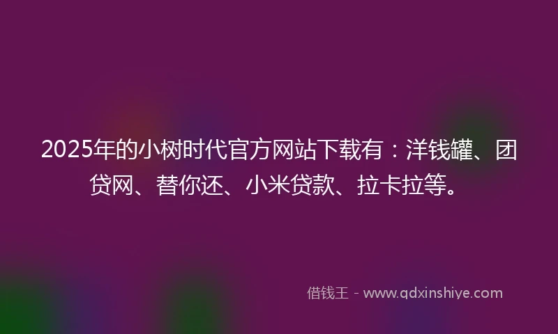 2025年的小树时代官方网站下载有：洋钱罐、团贷网、替你还、小米贷款、拉卡拉等。