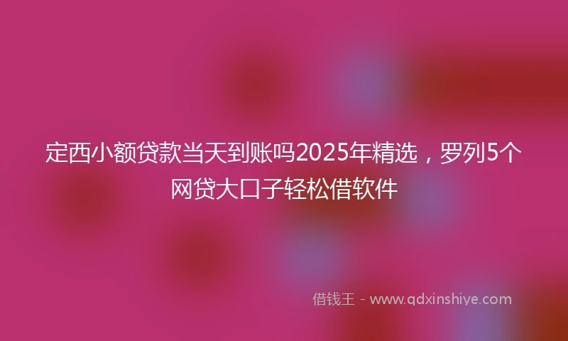 定西小额贷款当天到账吗2025年精选，罗列5个网贷大口子轻松借软件