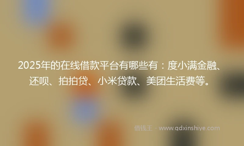 2025年的在线借款平台有哪些有：度小满金融、还呗、拍拍贷、小米贷款、美团生活费等。