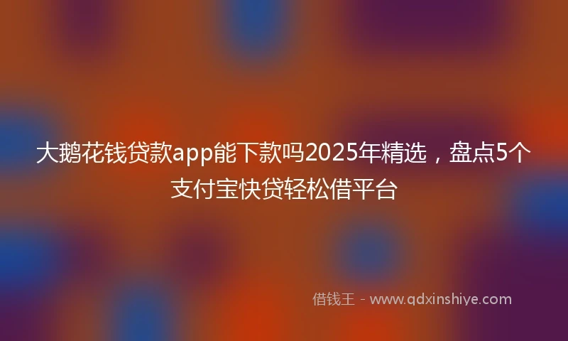 大鹅花钱贷款app能下款吗2025年精选，盘点5个支付宝快贷轻松借平台