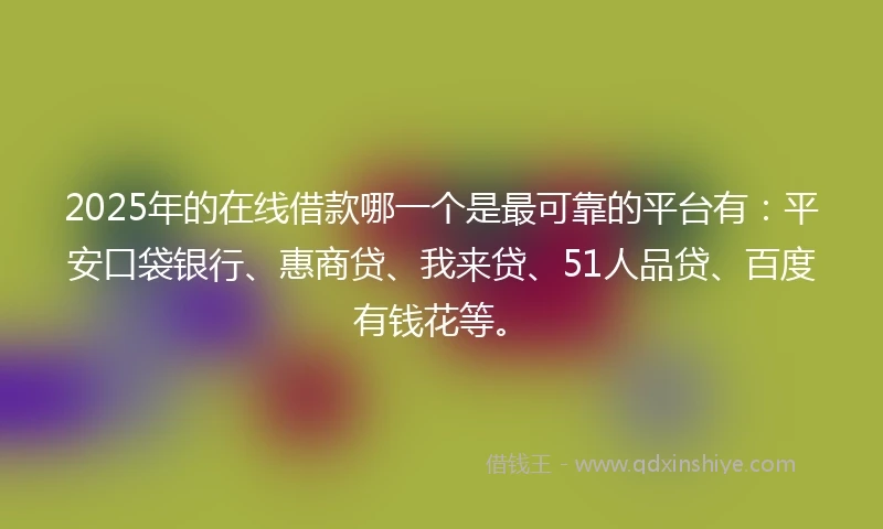 2025年的在线借款哪一个是最可靠的平台有：平安口袋银行、惠商贷、我来贷、51人品贷、百度有钱花等。