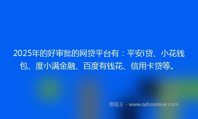 2025年的好审批的网贷平台有：平安i贷、小花钱包、度小满金融、百度有钱花、信用卡贷等。