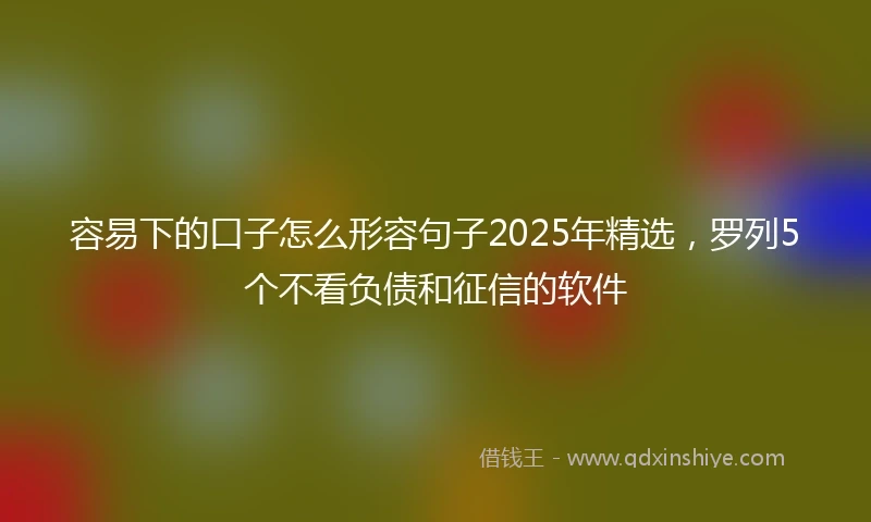 容易下的口子怎么形容句子2025年精选，罗列5个不看负债和征信的软件