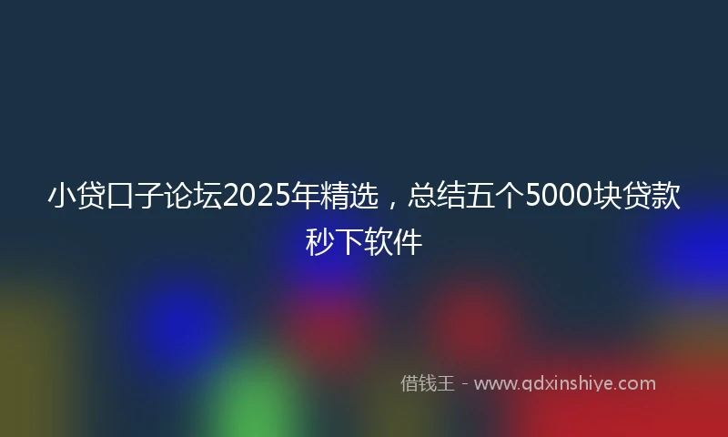 小贷口子论坛2025年精选，总结五个5000块贷款秒下软件
