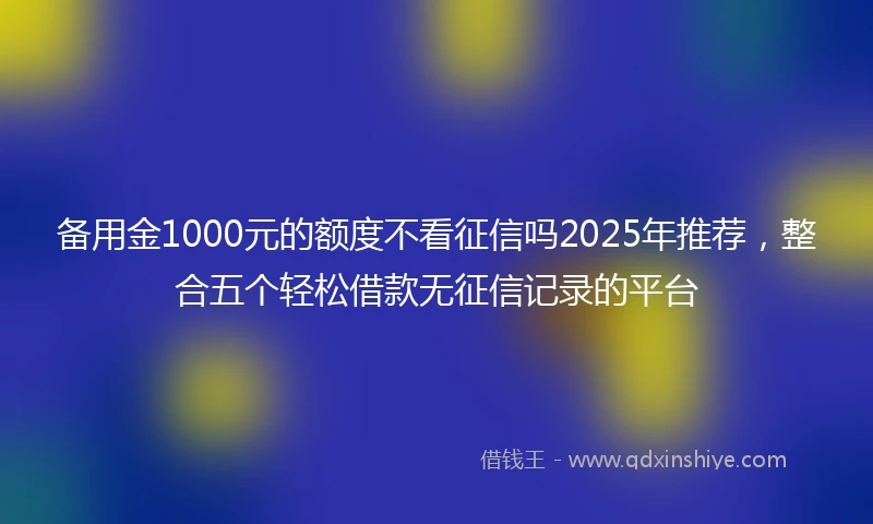备用金1000元的额度不看征信吗2025年推荐，整合五个轻松借款无征信记录的平台