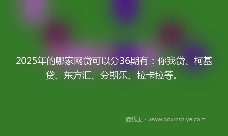 2025年的哪家网贷可以分36期有：你我贷、柯基贷、东方汇、分期乐、拉卡拉等。