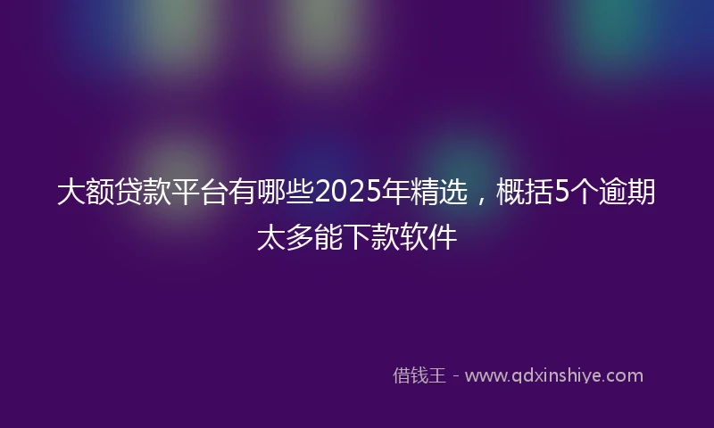 大额贷款平台有哪些2025年精选,概括5个逾期太多能下款软件
