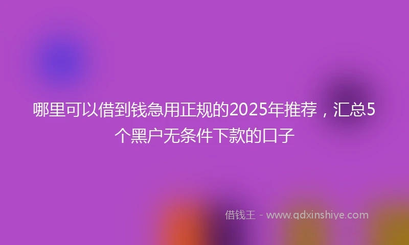 哪里可以借到钱急用正规的2025年推荐，汇总5个黑户无条件下款的口子