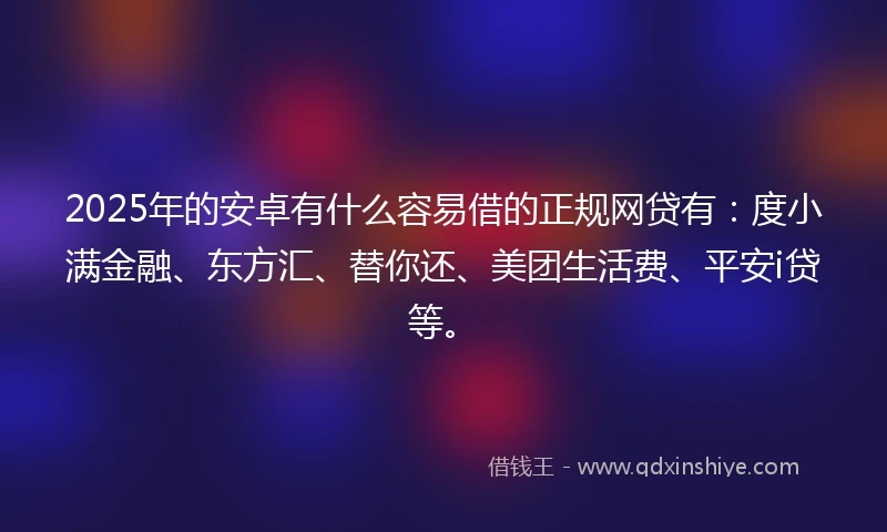 2025年的安卓有什么容易借的正规网贷有：度小满金融、东方汇、替你还、美团生活费、平安i贷等。