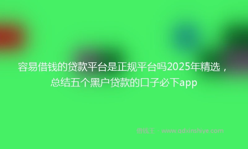 容易借钱的贷款平台是正规平台吗2025年精选，总结五个黑户贷款的口子必下app