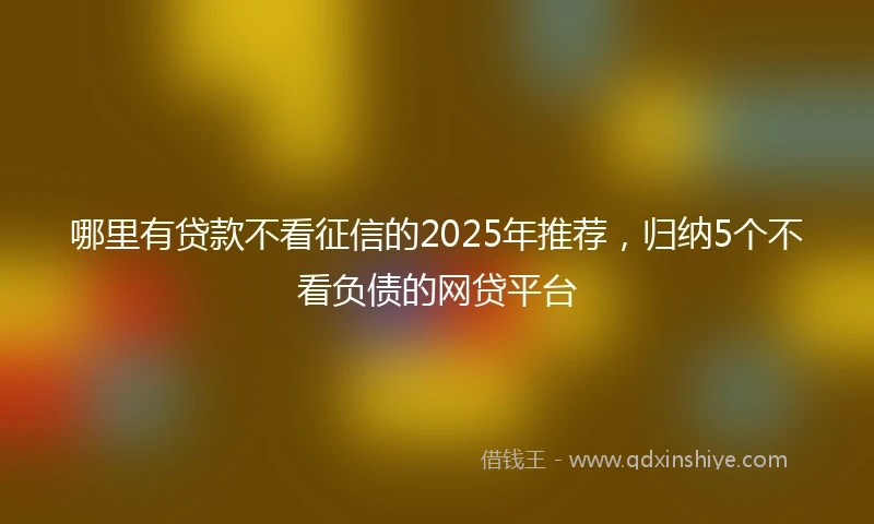 哪里有贷款不看征信的2025年推荐，归纳5个不看负债的网贷平台