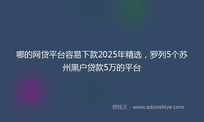 哪的网贷平台容易下款2025年精选，罗列5个苏州黑户贷款5万的平台