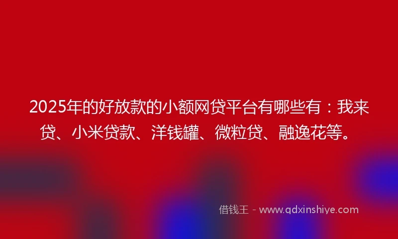 2025年的好放款的小额网贷平台有哪些有：我来贷、小米贷款、洋钱罐、微粒贷、融逸花等。