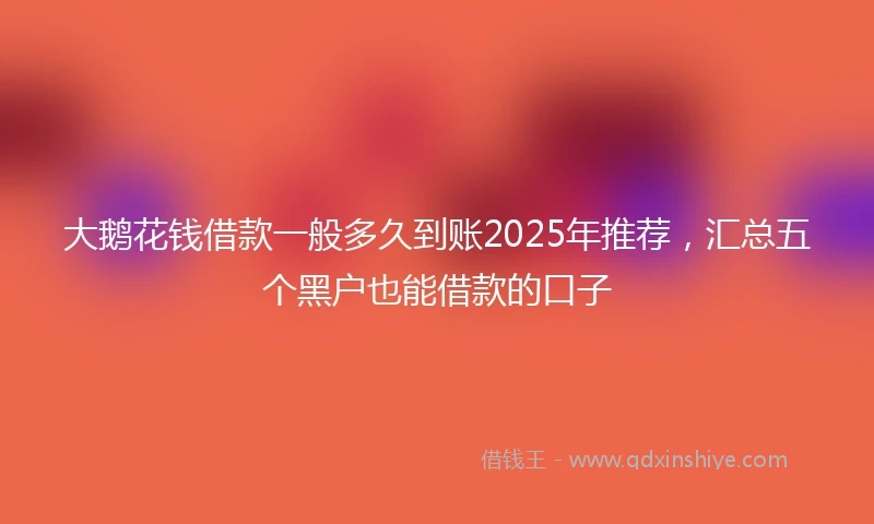 大鹅花钱借款一般多久到账2025年推荐，汇总五个黑户也能借款的口子