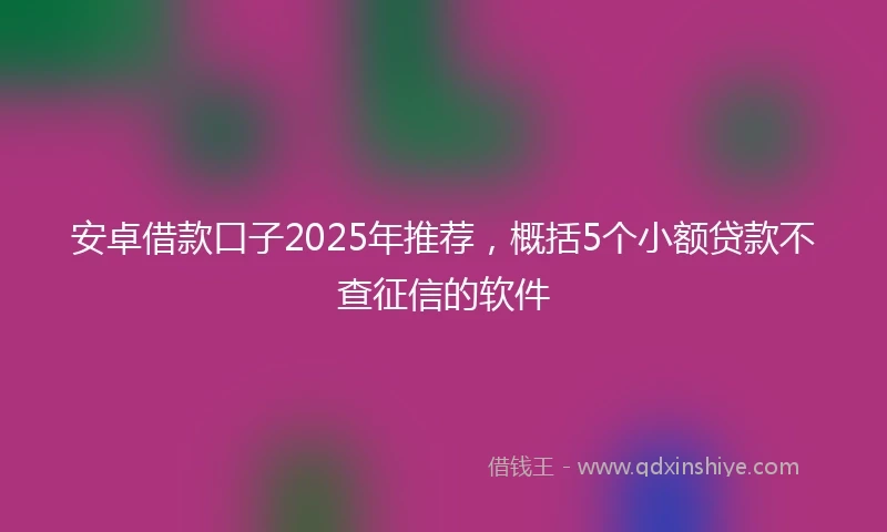 安卓借款口子2025年推荐，概括5个小额贷款不查征信的软件