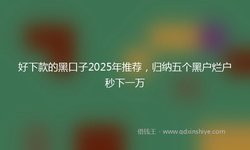 好下款的黑口子2025年推荐,归纳五个黑户烂户秒下一万
