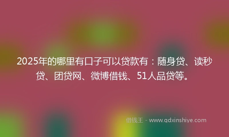 2025年的哪里有口子可以贷款有：随身贷、读秒贷、团贷网、微博借钱、51人品贷等。
