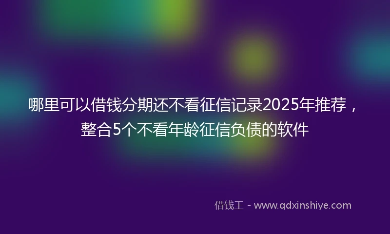 哪里可以借钱分期还不看征信记录2025年推荐，整合5个不看年龄征信负债的软件