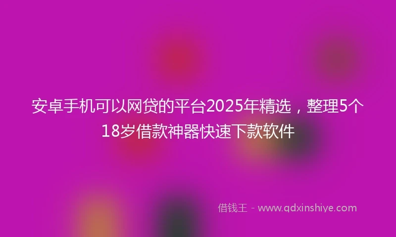安卓手机可以网贷的平台2025年精选，整理5个18岁借款神器快速下款软件