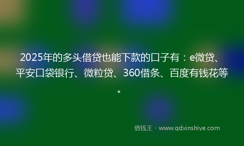 2025年的多头借贷也能下款的口子有:e微贷、平安口袋银行、微粒贷、360借条、百度有钱花等。