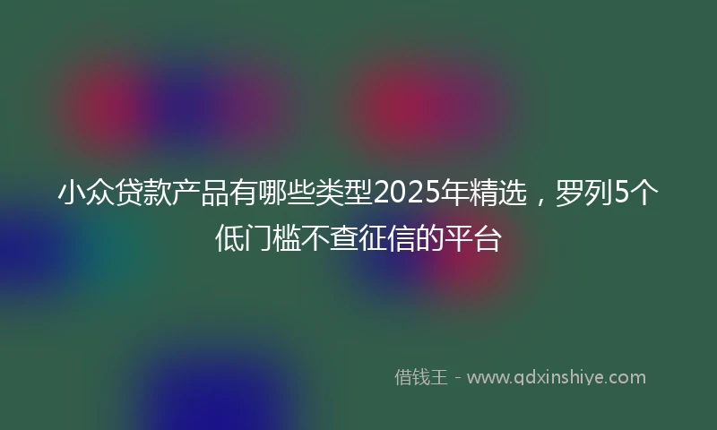 小众贷款产品有哪些类型2025年精选，罗列5个低门槛不查征信的平台