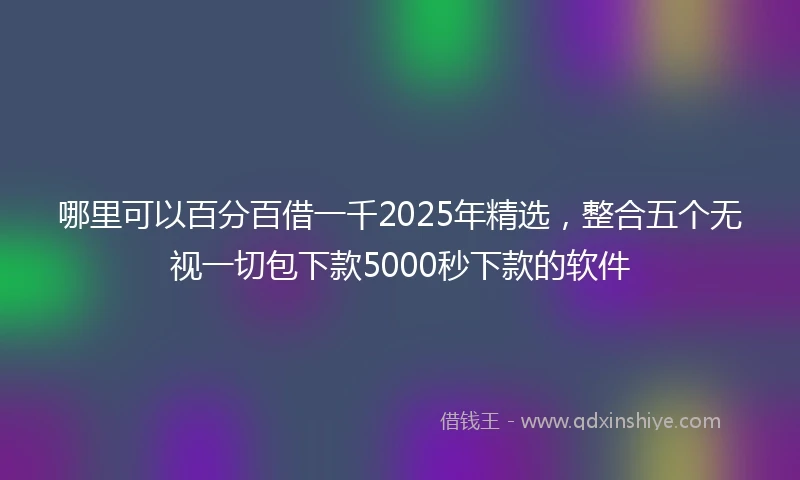 哪里可以百分百借一千2025年精选，整合五个无视一切包下款5000秒下款的软件