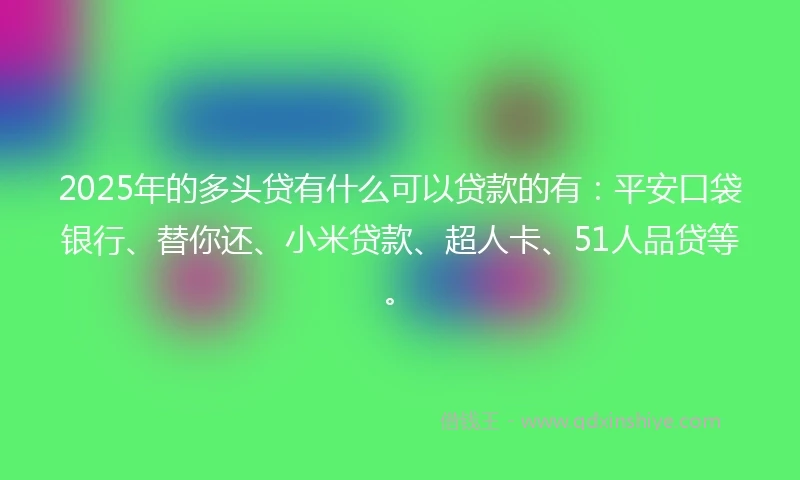2025年的多头贷有什么可以贷款的有：平安口袋银行、替你还、小米贷款、超人卡、51人品贷等。
