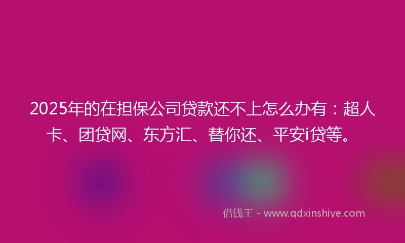 2025年的在担保公司贷款还不上怎么办有：超人卡、团贷网、东方汇、替你还、平安i贷等。