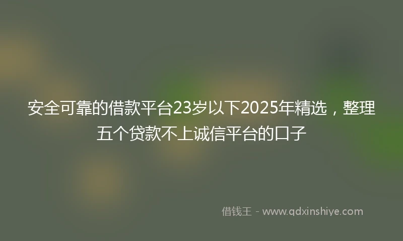 安全可靠的借款平台23岁以下2025年精选，整理五个贷款不上诚信平台的口子