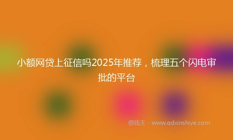 小额网贷上征信吗2025年推荐，梳理五个闪电审批的平台