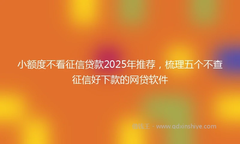小额度不看征信贷款2025年推荐，梳理五个不查征信好下款的网贷软件