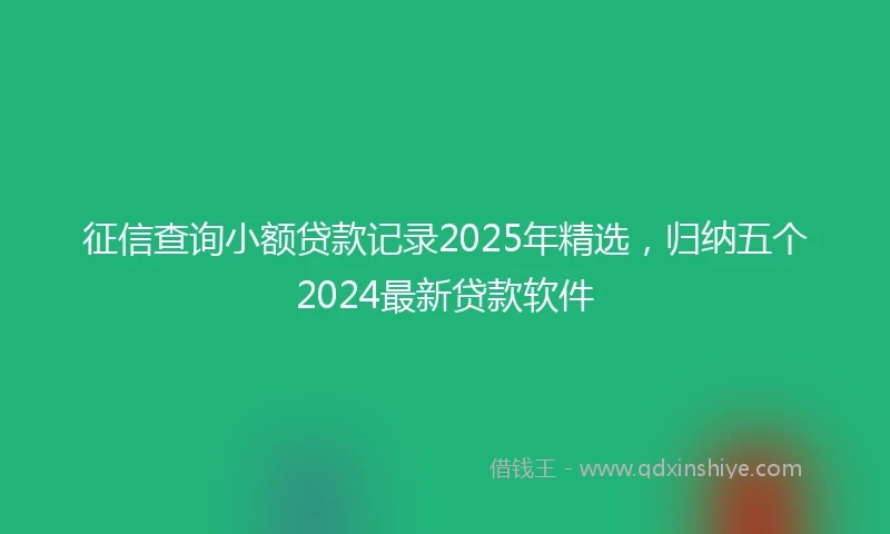 征信查询小额贷款记录2025年精选，归纳五个2024最新贷款软件