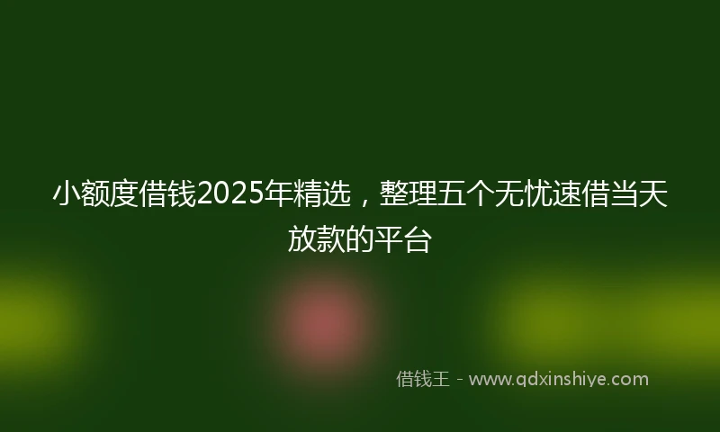 小额度借钱2025年精选，整理五个无忧速借当天放款的平台