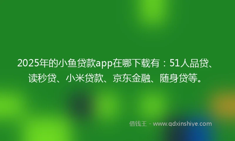 2025年的小鱼贷款app在哪下载有：51人品贷、读秒贷、小米贷款、京东金融、随身贷等。
